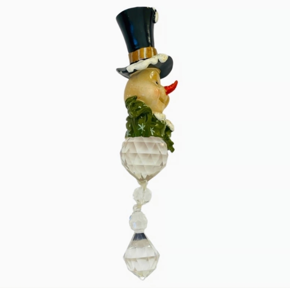 Rare Snowman Teardrop Christmas Ornament Beaded Holiday Tree Decoration - Picture 4 of 5